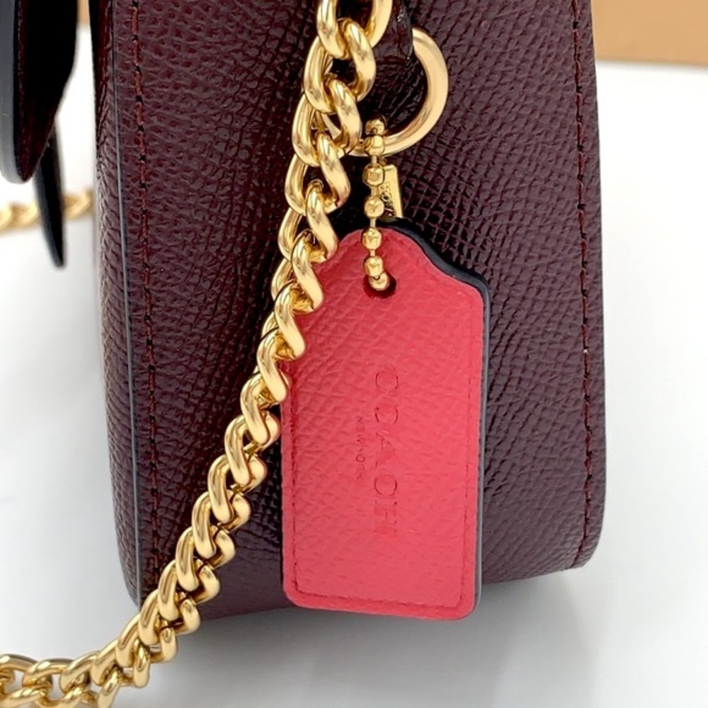 Coach Gemma Crossbody In Colorblock With Butterfly Buckle Strawberry Haze/Cranb - Picture 9 of 16